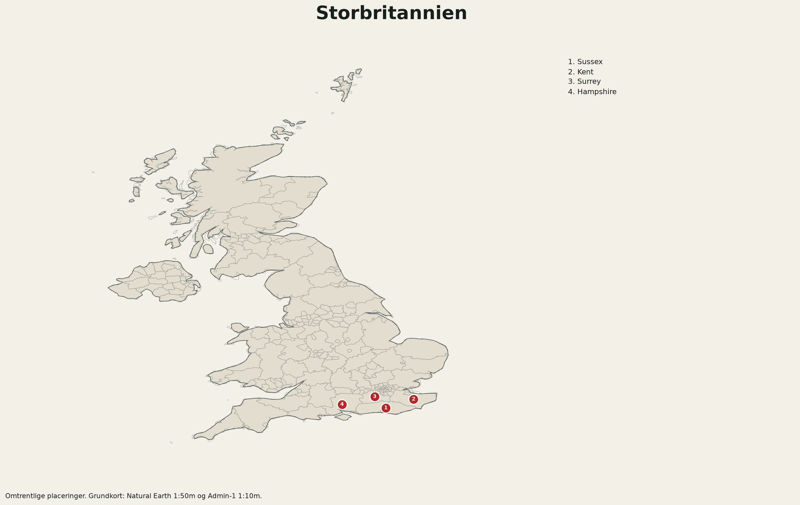 Kort over England